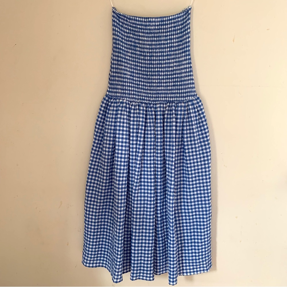 Blue Gingham Women’s Sleeveless Midi Dress NWT